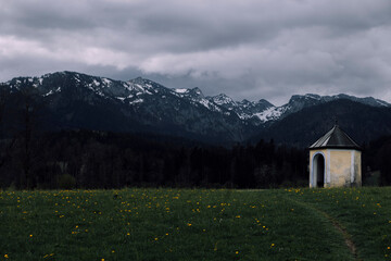 mountain landscape with a church