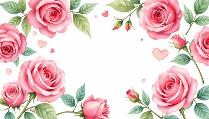 Delicate watercolor roses repeat in a soft, romantic pattern , floral design, design