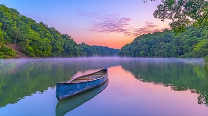 Obraz premium Sunset Over Purple and Pink Sky Lake