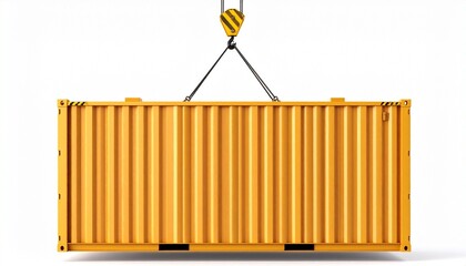 cargo container lifted with hook on white background