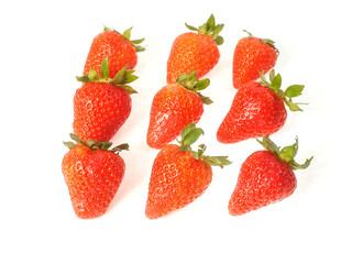 Tasty red strawberry on white background. Fine fruits. Tasty snack. Agriculture industry and food supply. Healthy meal choice.