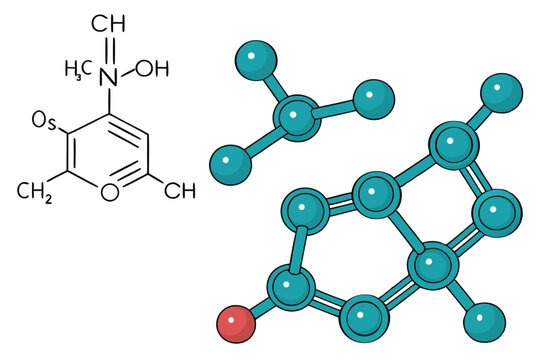 36 molecular structure, chemical diagram, chemical formula, 3D model, hexane molecule, molecular bonds, atomic structure, scientific illustration, blue and teal, glossy, rendered, detailed