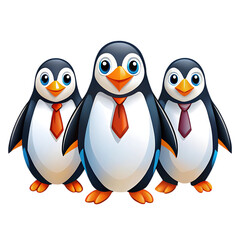 Fototapeta premium Three Adorable Penguins in Ties