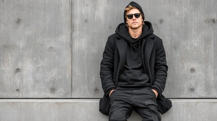 Obraz premium Urban fashion model posing in street style modern cityscape stylish photography daylight