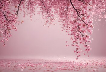 Fototapeta premium Mesmerizing pink sakura petal fall, soft focus background, art, photo