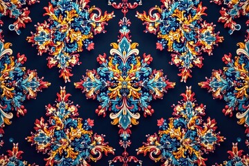 Geometric damask pattern, bold arabesque style, repeating design , decor, surface