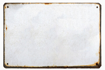 old metal frame with blank isolated on white background. This has clipping path.