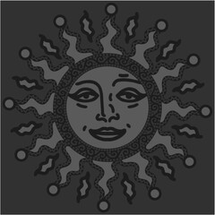 antique sun illustration; vintage solar depiction