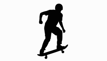 Skateboarder performing trick in silhouette, urban adventure