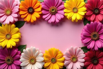 Bold blooming flowers arranged in a square grid , modern, design