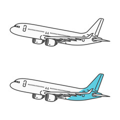 イラスト素材:国内旅行・国内線・短距離路線の旅客機/飛行機、離陸・巡行状態 (自由に色変更OK!)
