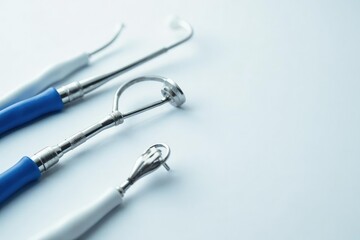 Close-up of veterinary instruments on white, clean background, animal hospital, vet clinic
