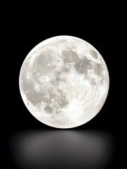 Obraz premium A luminous full moon, brightly lit, casts a subtle reflection on a dark surface