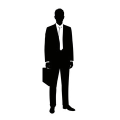 Businessman Silhouette: A strong silhouette of a businessman in a suit, holding a briefcase, conveying professionalism and success.