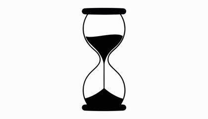 Silhouette of hourglass with falling sand on white background, time concept