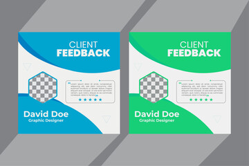 Client testimonial vector design template, client testimonial social media web banner template, customer feedback testimonial vector template.