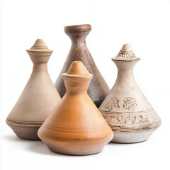 Elegant Handmade Ceramic Pottery Vases Brown Beige Orange art clay home life form decor craft still