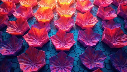 Obraz premium Intricate tessellation of hexagons in vibrant hues, symmetry, geometry, art