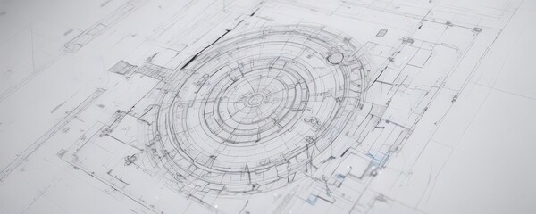 Technical drawing blueprint effect, white background,  industrial,  minimalist