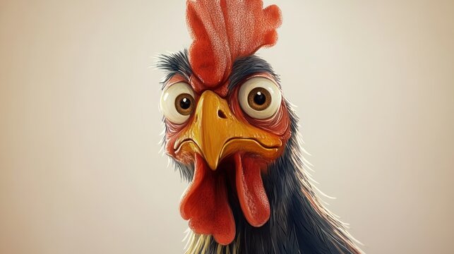 Funny chicken portrait close up