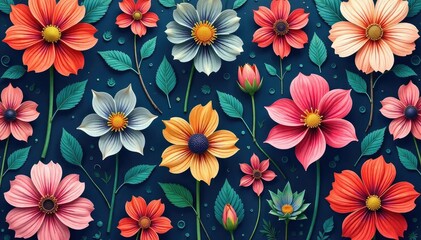 Intricate, flowing floral pattern No breaks, continuous bloom , green, pink, wallpaper