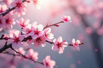 Intricate sakura branch pattern, varying shades of pink and white , japanese, cherry blossom