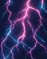 Neon pink and blue lightning bolts on dark background