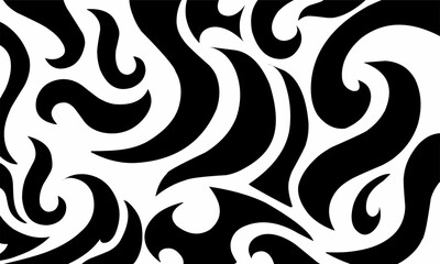 Seamless Tribal Flame Pattern in Black and White Vector Style