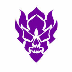 Purple Tribal Skull Vector Illustration – Fire and Horror Symbol Design