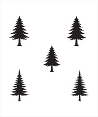 Obraz premium Simple Black Silhouette Christmas Trees on White Background
