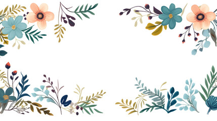 Obraz premium Elegant Floral Pattern with Swirl Border Elements for Stylish Designs