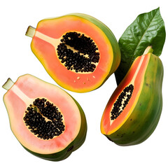 papaya fruit on white background