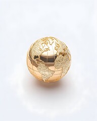 A golden globe with an embossed world map, a symbol of global connection
