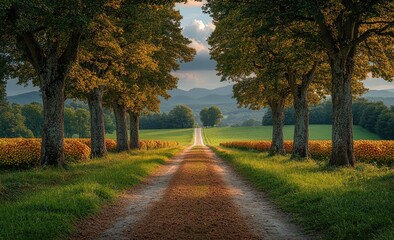 Fototapeta premium Golden Autumnal Pathway