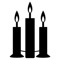 : candle trio silhouette on white background.svg
