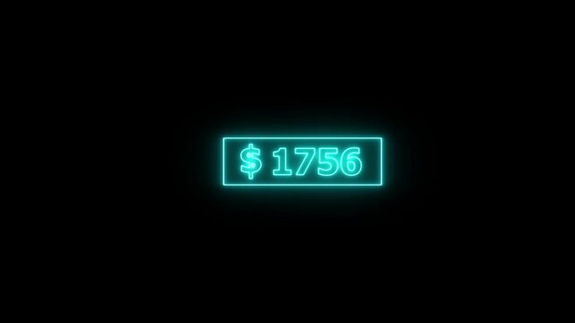 3500 dollar counter animation. 3500 counting animation. Counting money and digits increasing. Motion graphic. Counting Numbers from 0 to 3500 on a transparent background with alpha channel
