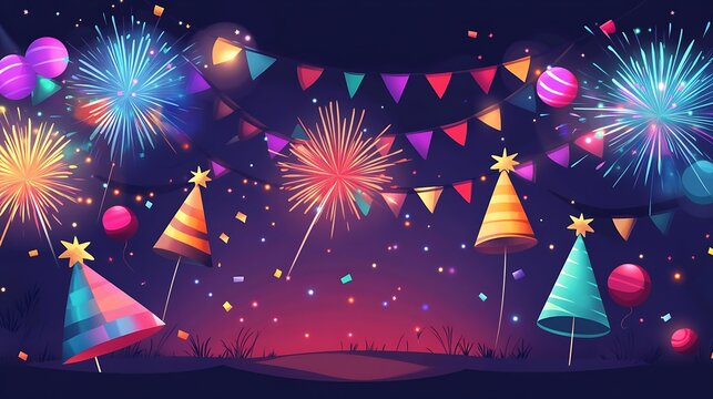 Festive Night Fireworks Celebration. (1)