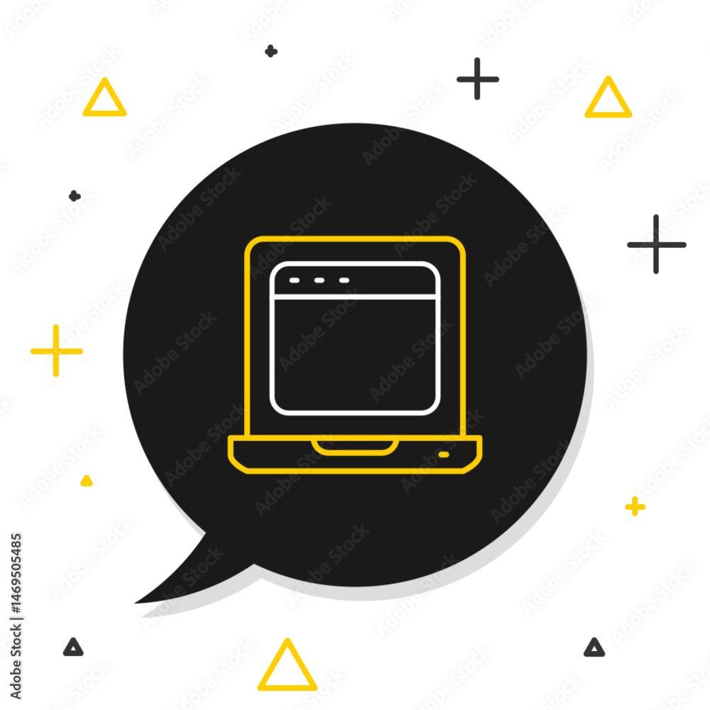 Poster line laptop with browser window icon isolated on white background. computer notebook with empty scre