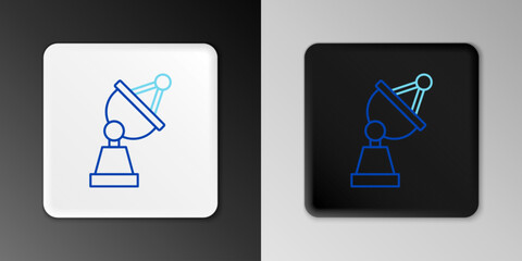 Line Satellite dish icon isolated on grey background. Radio antenna, astronomy and space research. Colorful outline concept. Vector