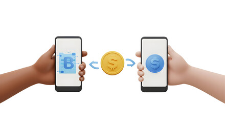 Digital currency exchange illustration