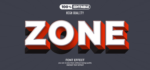 Zone text effect. Editable text effect