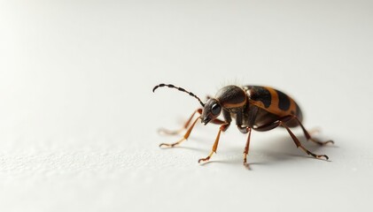 Close-up of single insect on plain white background, entomological, studio