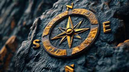 compass on a wooden background