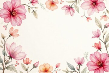 Fototapeta premium Delicate watercolor floral pattern on light background, watercolor, nature, background