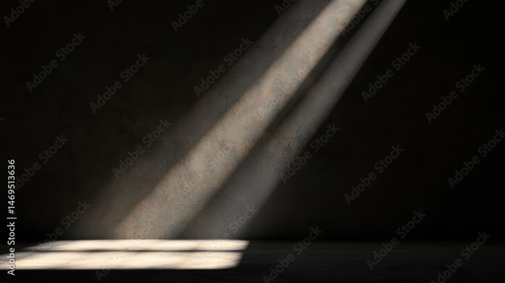 Poster sunlight streams through a window, casting a warm glow on the wall and floor.