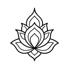 Lotus Rise Elegant Tattoo Line Art Illustration