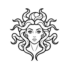 Medusas Gaze Mythical Tattoo Line Art Design