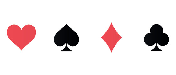 Suit deck of playing cards on white background.