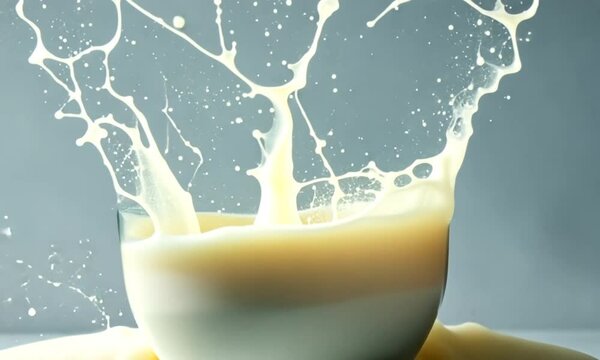 Milk Splash in Glass Bowl: Creamy Texture and Dynamic Movement