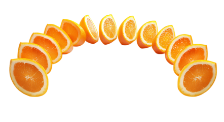  Sliced orange segments arranged in the shape of an octagon on a transparent background PNG,